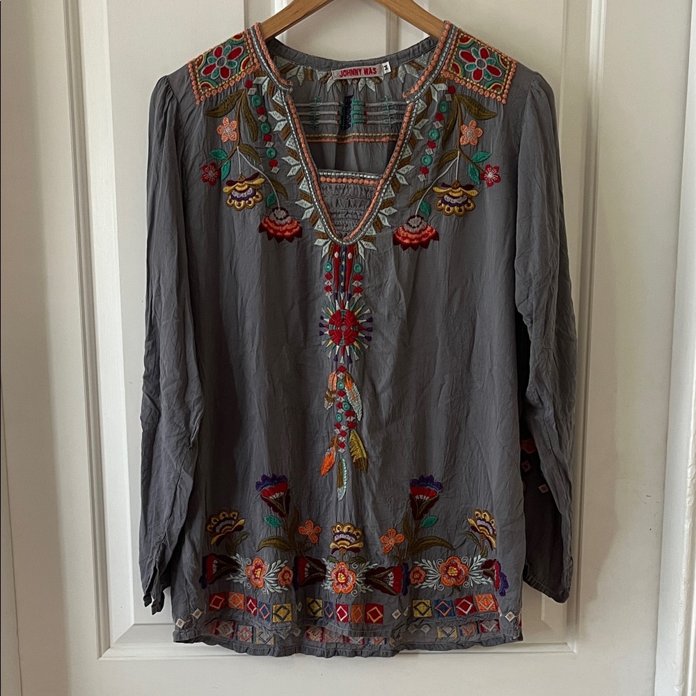 Johnny Was Multicolor Embroidered Blouse